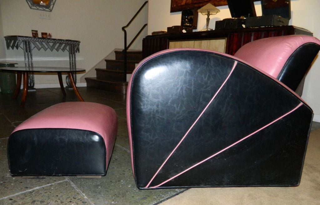 Mid-20th Century Jazz style Streamline pink/black Modernist chair