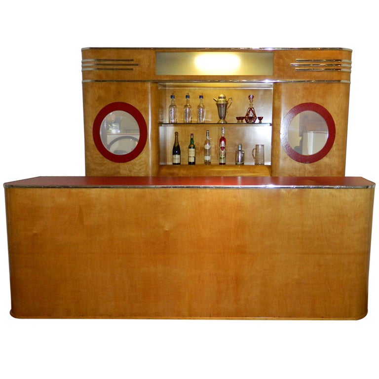 Art Deco Custom Bar Original with Backbar For Sale at 1stdibs