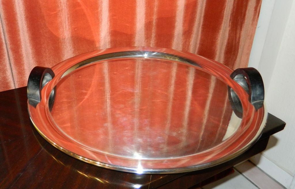 Stunning Rare Art Deco Etched Glass Modernist Punch Bowl and Tray 2