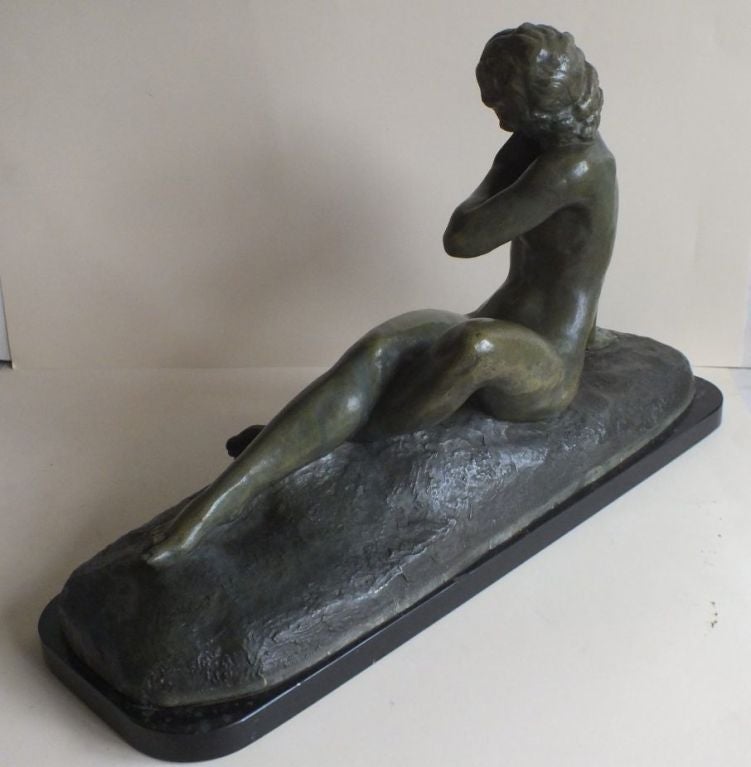 Marble Art Deco Bronze Statue, France 1930's Classic Nude by Cipriani