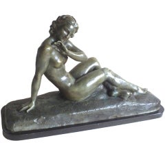 Vintage Art Deco Bronze Statue, France 1930's Classic Nude by Cipriani
