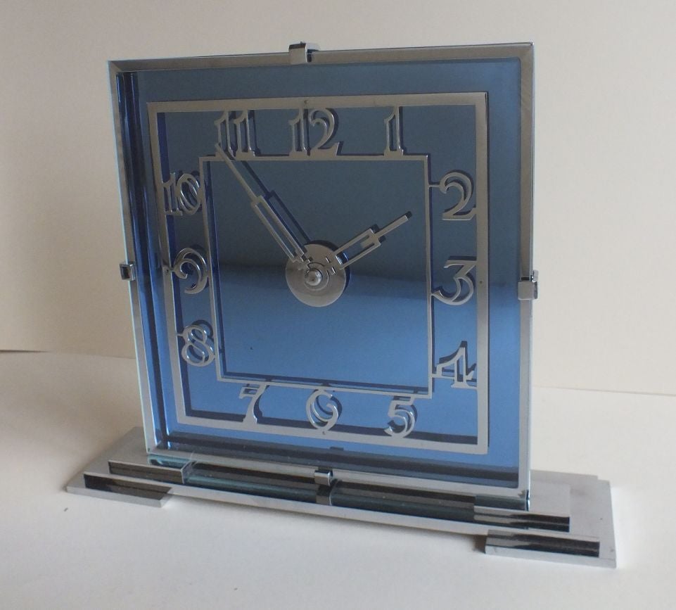 Fabulous Art Deco Cobalt Blue Clock English Moderne Circa 1930's 6