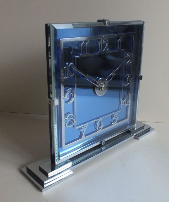 Mid-20th Century Fabulous Art Deco Cobalt Blue Clock English Moderne Circa 1930's