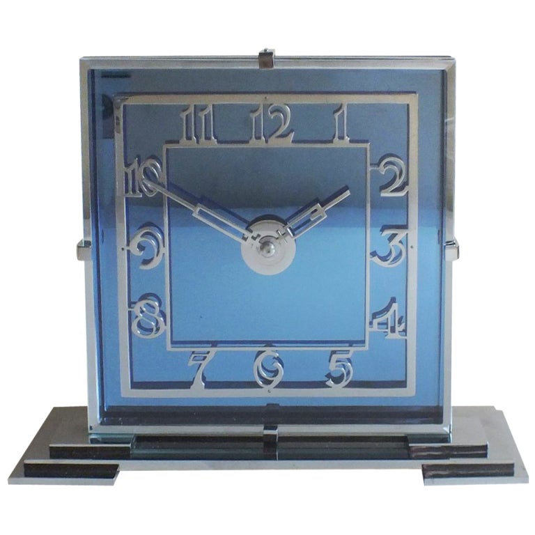 Fabulous Art Deco Cobalt Blue Clock English Moderne Circa 1930's