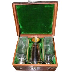 German Travel Picnic cocktail set, flasks, glasses, leather case  1935 Zeppelin