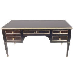 Elegant Bureau Plat Desk with Brass Hardware