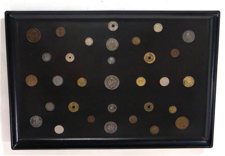 Mid-Century Modern Group of Coin Inlaid Trays by Couroc - Great Wall Sculpture