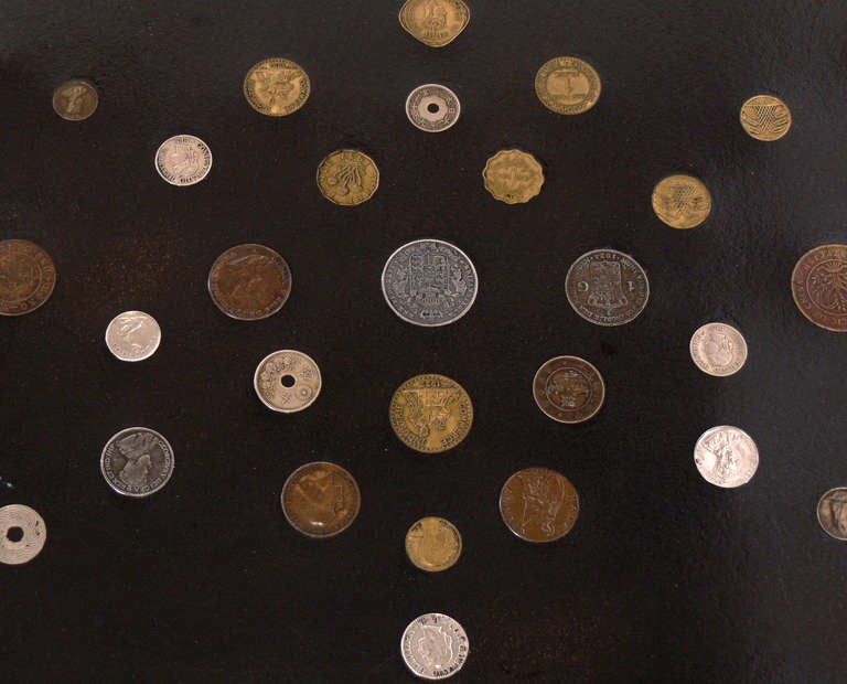 Group of Coin Inlaid Trays by Couroc - Great Wall Sculpture In Good Condition In Atlanta, GA