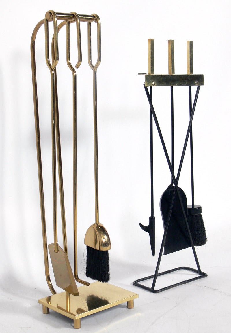 Mid-Century Modern Modern Brass Fire Tools