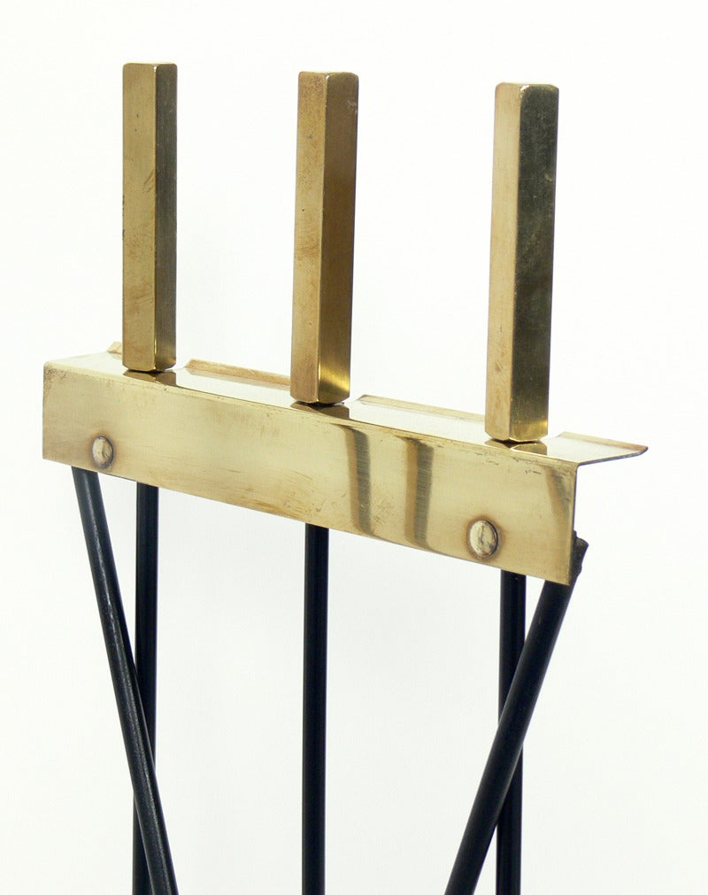 Mid-20th Century Modern Brass Fire Tools