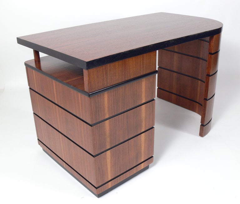 Walnut Streamlined Art Deco Desk