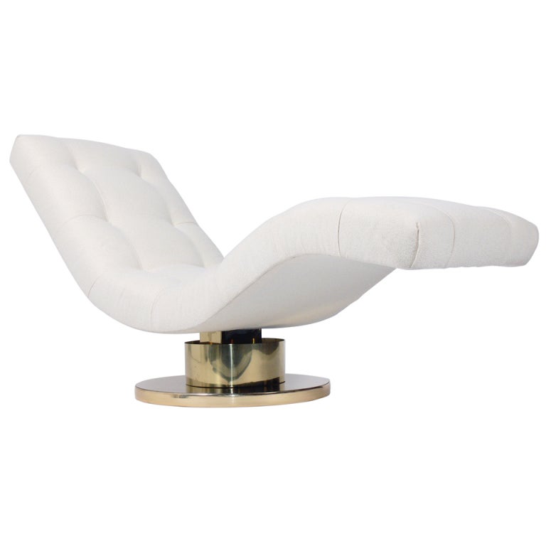 Modernist Chaise Lounge, designed by Milo Baughman for Thayer Coggin, circa 1960's. This piece has been reupholstered in an ivory color boucle upholstery and is ready to use.