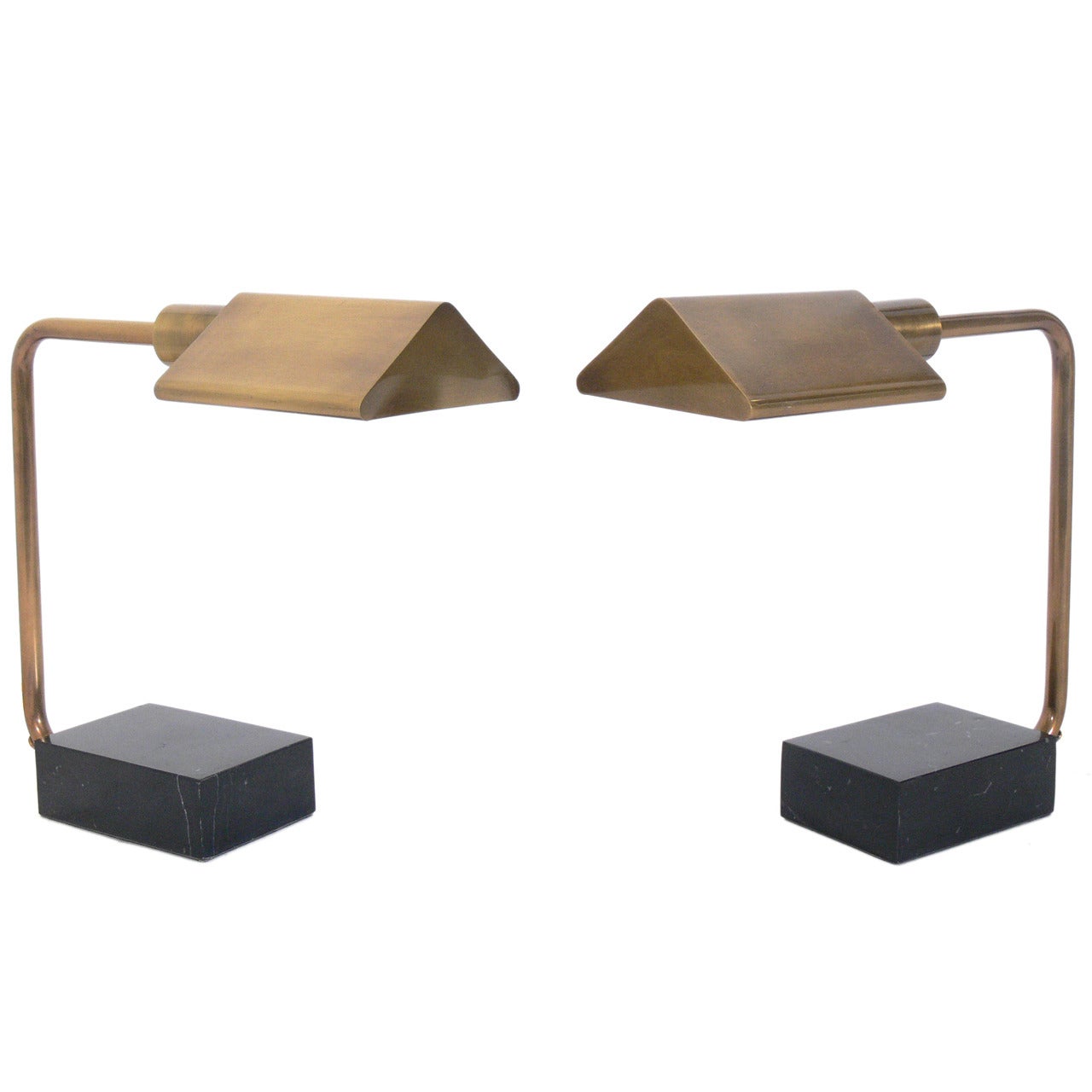 Pair of Modern Brass and Marble Lamps by Ralph Lauren