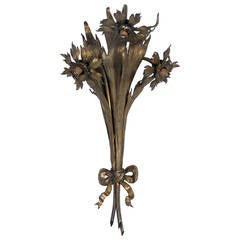 Gilt Metal Art Nouveau Floral Sconce