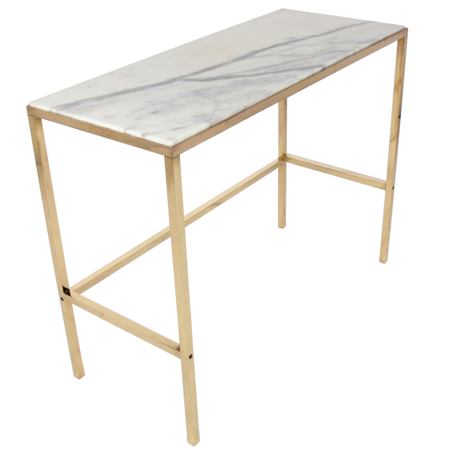 Brass and Marble Console Table or Desk after Paul McCobb