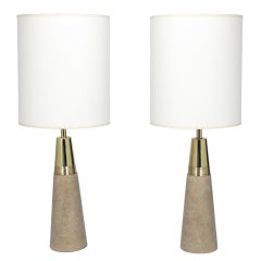 Pair of Brass and Venetian Plaster Lamps