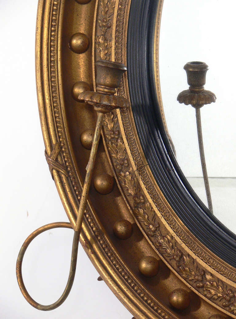 Regency Gilt Convex Mirror with Eagle Crest