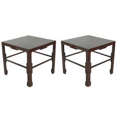 Pair of Lacquered Goat Skin Tables in the Manner of Karl Springer