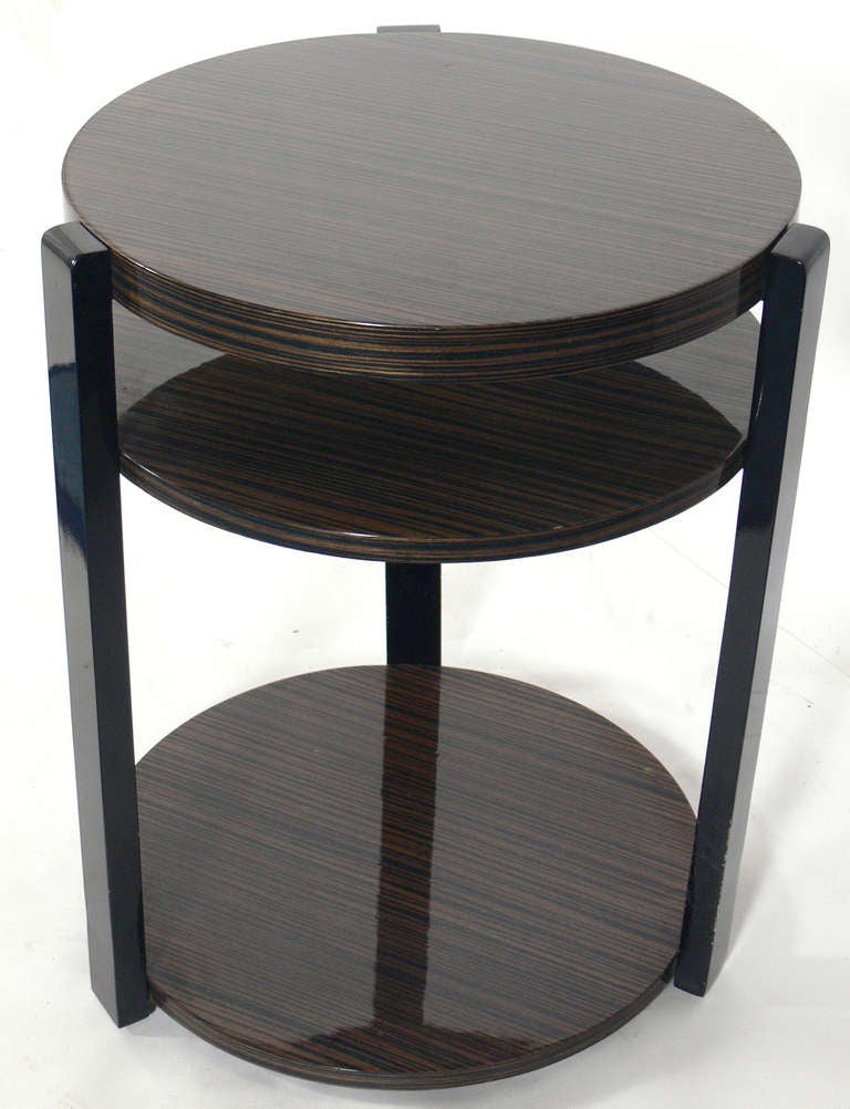 Pair of Exotic Wood Round End Tables at 1stDibs