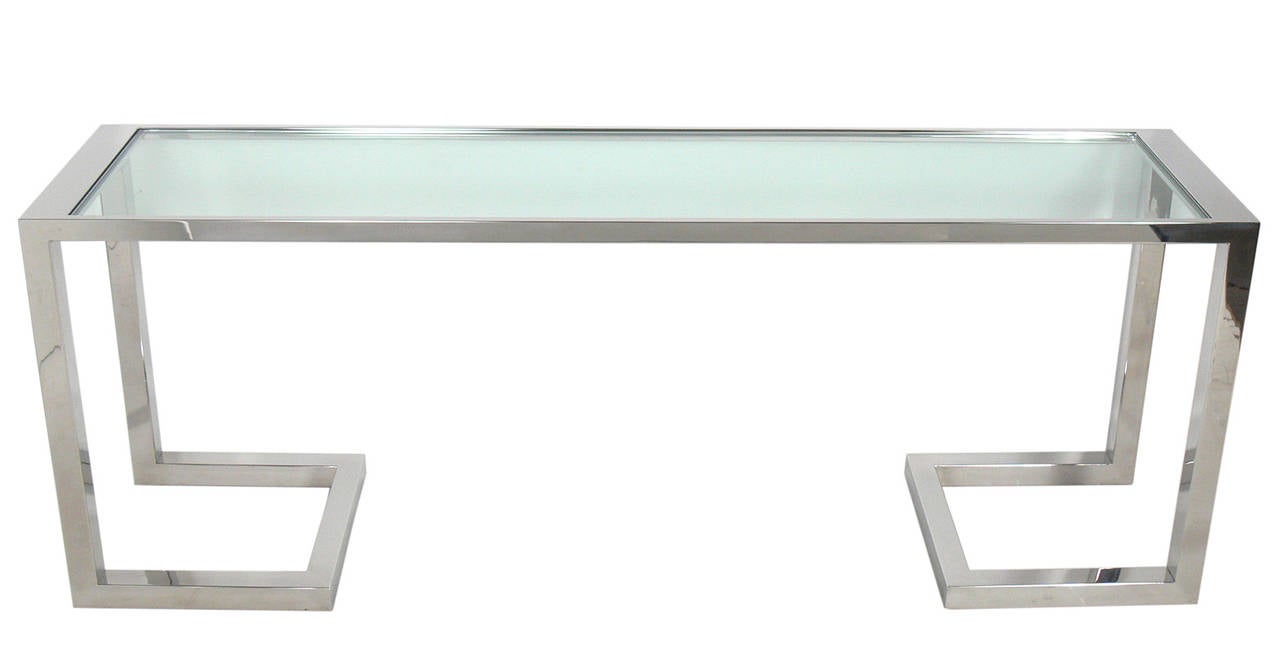 Large Scale Chrome And Glass Console Table Or Desk At Stdibs - Large Scale Chrome And Glass Console Table Or Desk large scale chrome and glass console table or desk at stdibs - large scale chrome and glass console table or desk