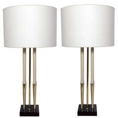 Glamorous Modernist Brass Lamps