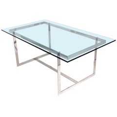 Esstisch oder Schreibtisch aus Glas und Chrom mit sauberen Linien