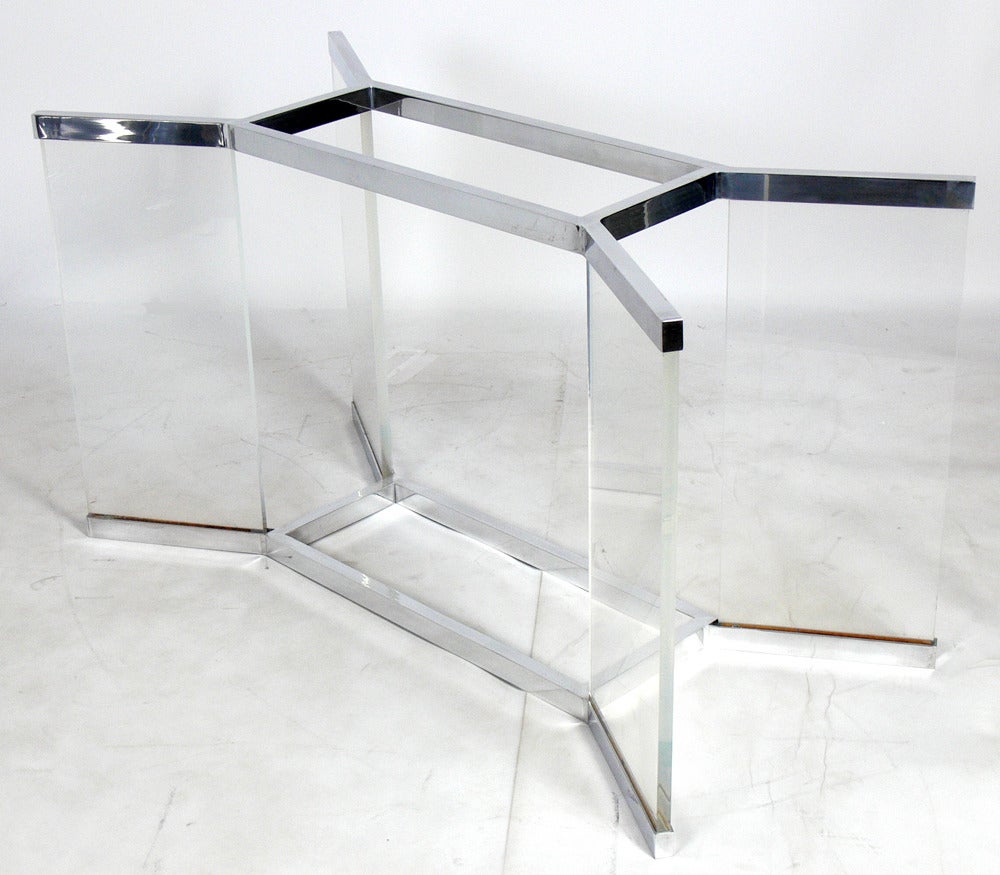 American Chrome and Lucite Dining Table or Desk