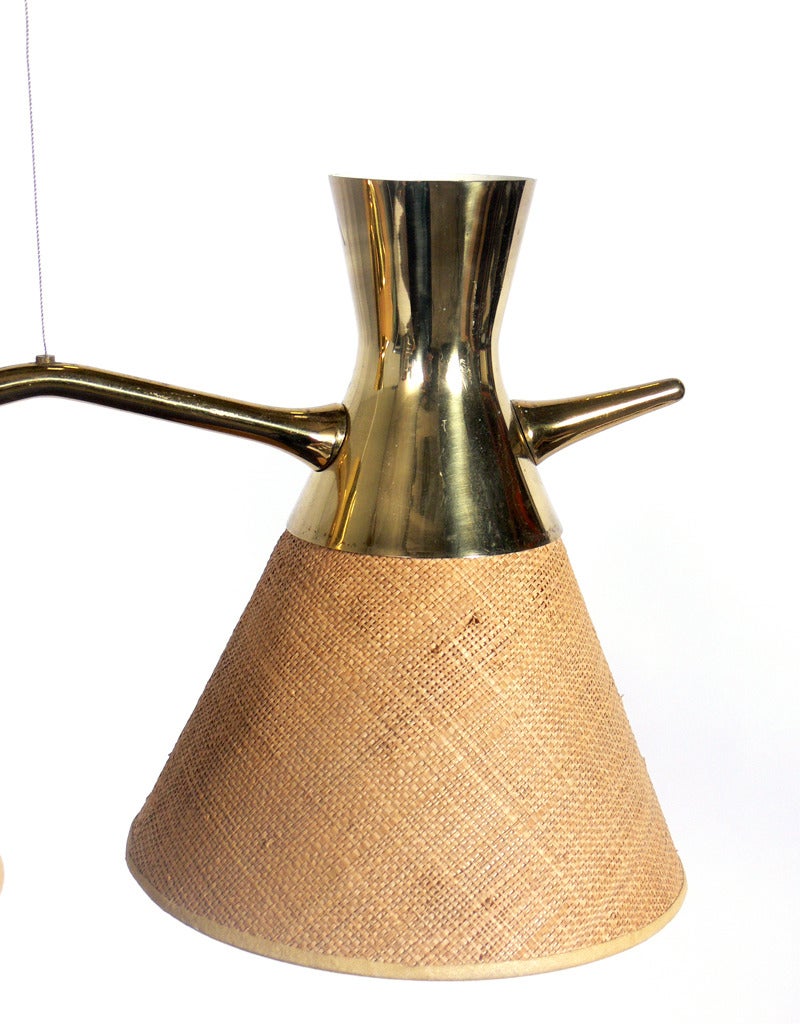 Finnish Modern Brass Chandelier or Pendant Light in the manner of Paavo Tynell For Sale