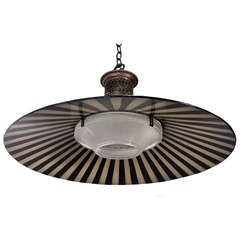 Industrial Light Fixture with Original Painted Metal Shade