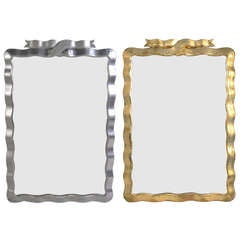 Elegant Ribbon Form Mirror in Silver or Gold Leaf 6