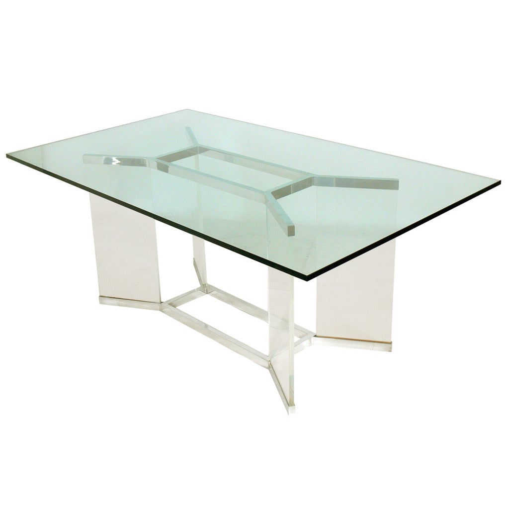 Chrome and Lucite Dining Table or Desk