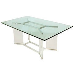 Chrome and Lucite Dining Table or Desk