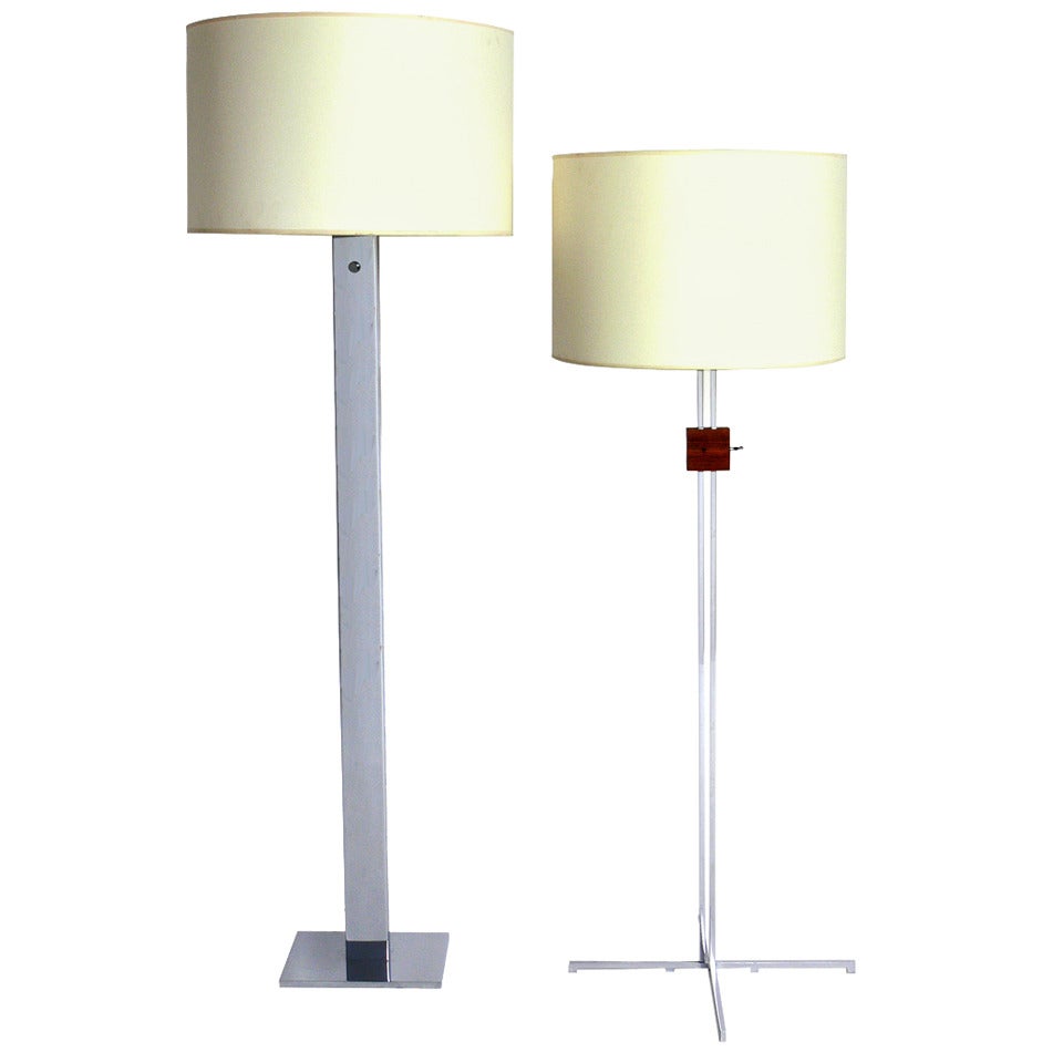 Clean Lined Architectural Chrome Floor Lamps at 1stDibs