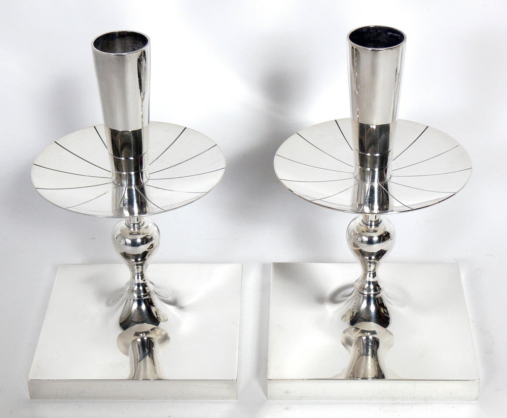 Selection of Modernist Silver Plated Candlesticks and Tableware