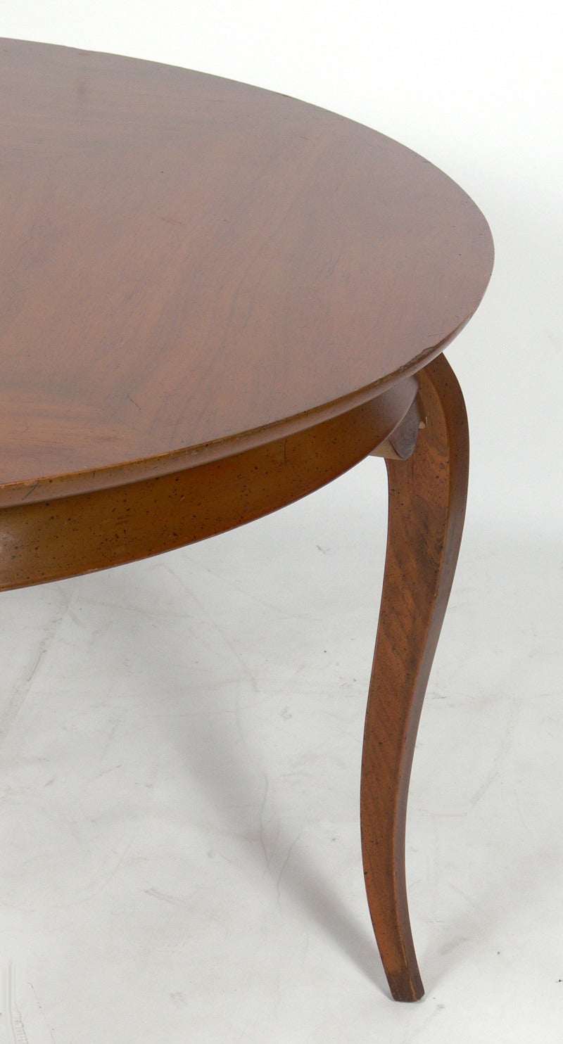 Elegant Game Table with Curvaceous Legs and Bookmatched Walnut Top In Good Condition In Atlanta, GA