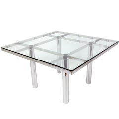 Retro Architectural Chrome Dining Table by Tobia Scarpa