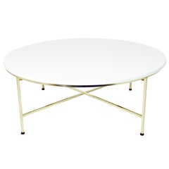 Modernist Brass and Milk Glass Coffee Table by Paul McCobb