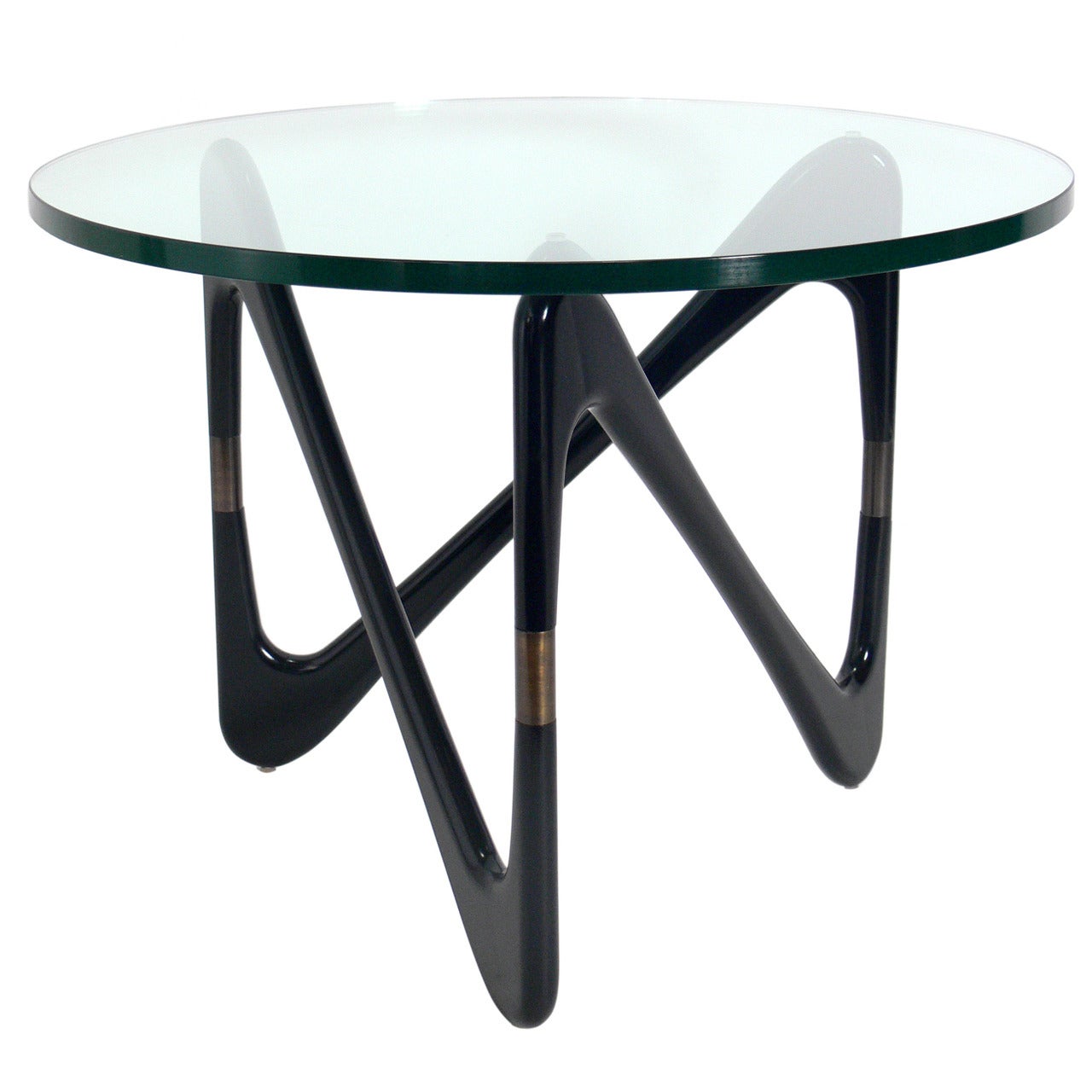 Black and Brass Side Table in the manner of Isamu Noguchi
