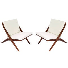 Pair of Sculptural Scissor Chairs by Folke Ohlsson for Dux