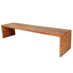 Large Modernist Bench or Coffee Table in Rustic Reclaimed Barn Wood