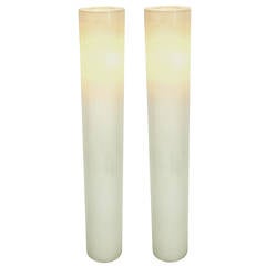 Pair of White Column Floor Lamps by Paul Mayen for Habitat