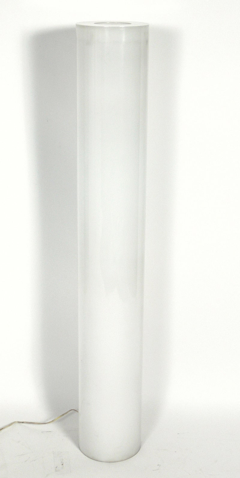 Mid-Century Modern Pair of White Column Floor Lamps by Paul Mayen for Habitat
