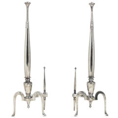 Tall Nickel Andirons Tall Nickel Andirons