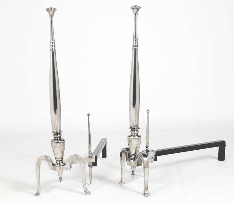 Tall Nickel Andirons
