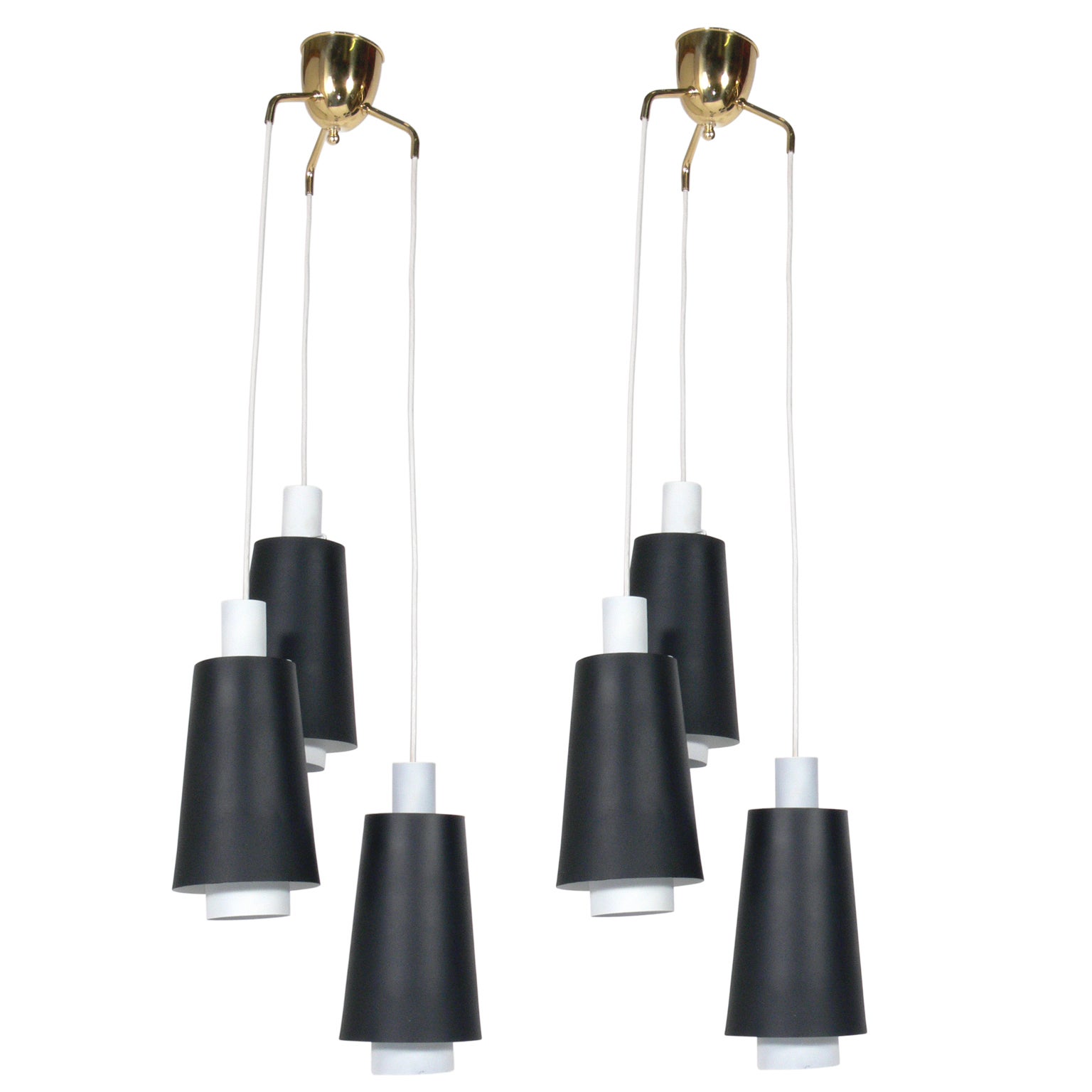 Pair of Danish Modern Pendant Light Fixtures or Chandeliers