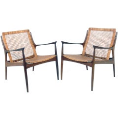 Vintage Pair of Sleek Danish Modern Lounge Chairs