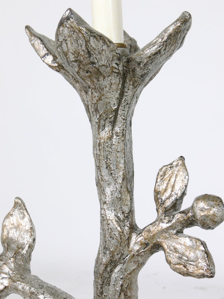 Hollywood Regency Sculptural Silver Leaf Tree Form Table Lamp by Marbro circa 1960's