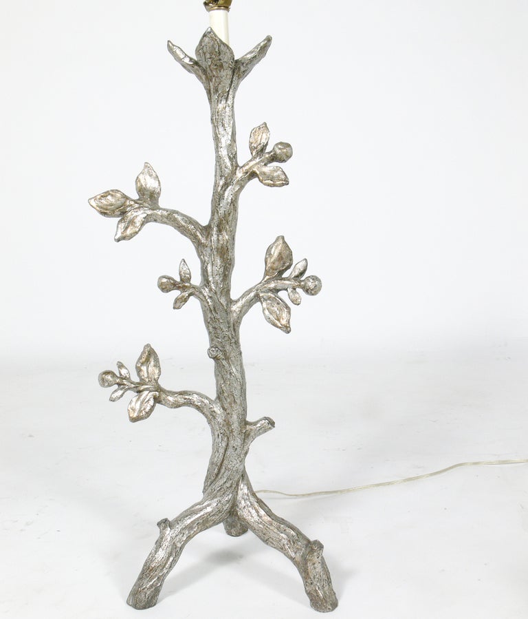 American Sculptural Silver Leaf Tree Form Table Lamp by Marbro circa 1960's