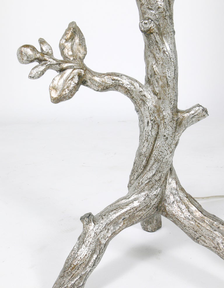 Sculptural Silver Leaf Tree Form Table Lamp by Marbro circa 1960's In Excellent Condition In Atlanta, GA
