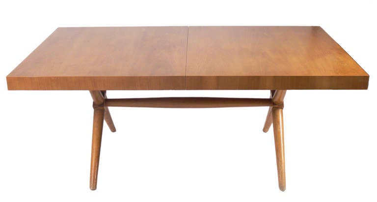 Sculptural X Base Dining Table designed by T.H. Robsjohn Gibbings for Widdicomb, circa 1950's. It measures 70